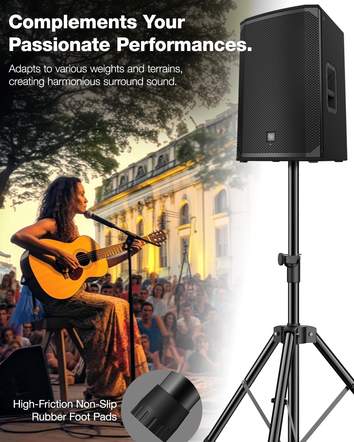 Ikarao Adjustable Height Speaker Stand Universal Tripod, 33" to 43" Extender,IK-X1X2STAND