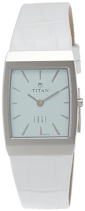 Titan Women' Edge Watch Analog Green Dial With White Leather Strap, 2514SL02