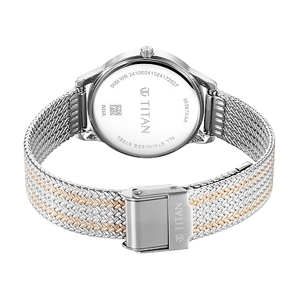 Titan Quartz Women's Analog Pink Dial Metal Strap Watch 95287KM01