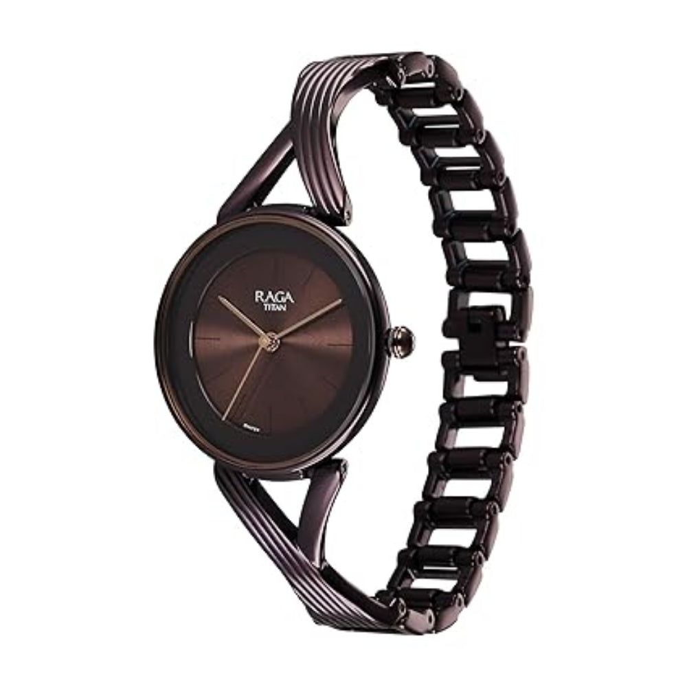 Titan Raga Chic Women's Watch Analog Brown Dial with Brown Stainless Steel Band, 2698QM01