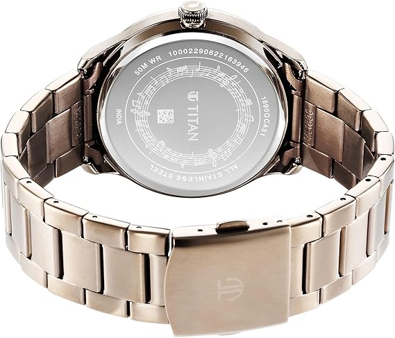 Titan Quartet Men's Watch Analog Brown Dial With Brown Stainless Steel Band, 1890QM01