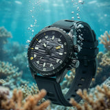Titan Zero Hour Diver's Series Men's Watch Black Dial with Black rubber Strap| 200M Water Resistant, 10068NP01