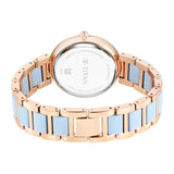Titan Women's Watch Acetate Glam Collection, Blue Dial Two Toned Brass Strap, 95187KD01