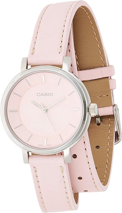 Casio, Womenâ€™s Watch Analog, Pink Dial Double Loop Pink Leather Band, LTP-E143DBL-4A2