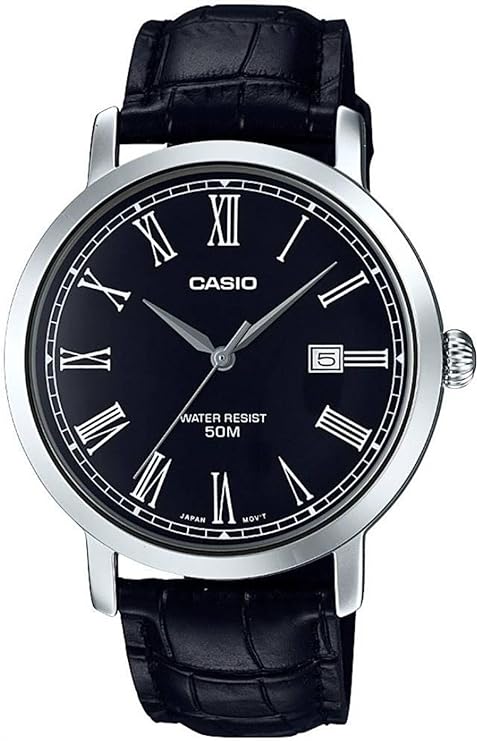 Casio,Men's Watch Analog, Black Dial Black Leather Band, MTP-E149L-1BVDF