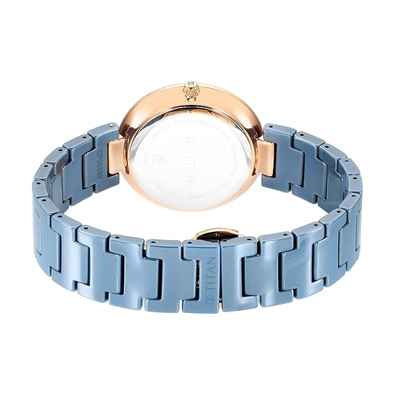 Titan Purple Women's Watch Analog Blue Dial with Blue Ceramic Band, 95189KC05
