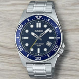 Casio Men's Watch Analog Blue Dial with Silver Stainless Steel Band, MTD-135D-2AVDF