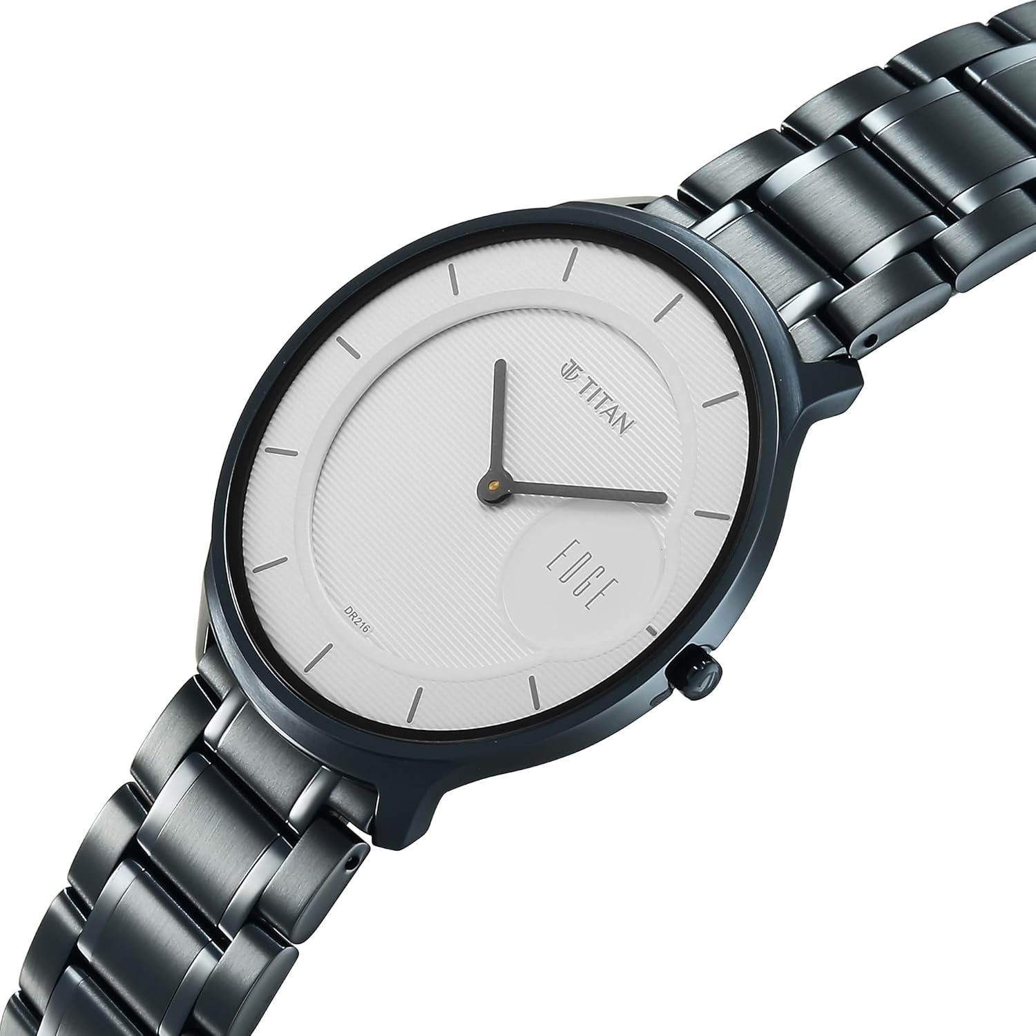 Titan Edge Murals Quartz Analog Men's watch with White Dial and Blue Stainless Steel Strap, 1843QM04