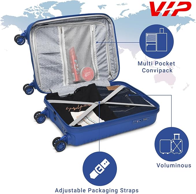 VIP Karl Plus 66cm, 8 Wheel Hard Trolley, Blue, KARL PLUS66BLU
