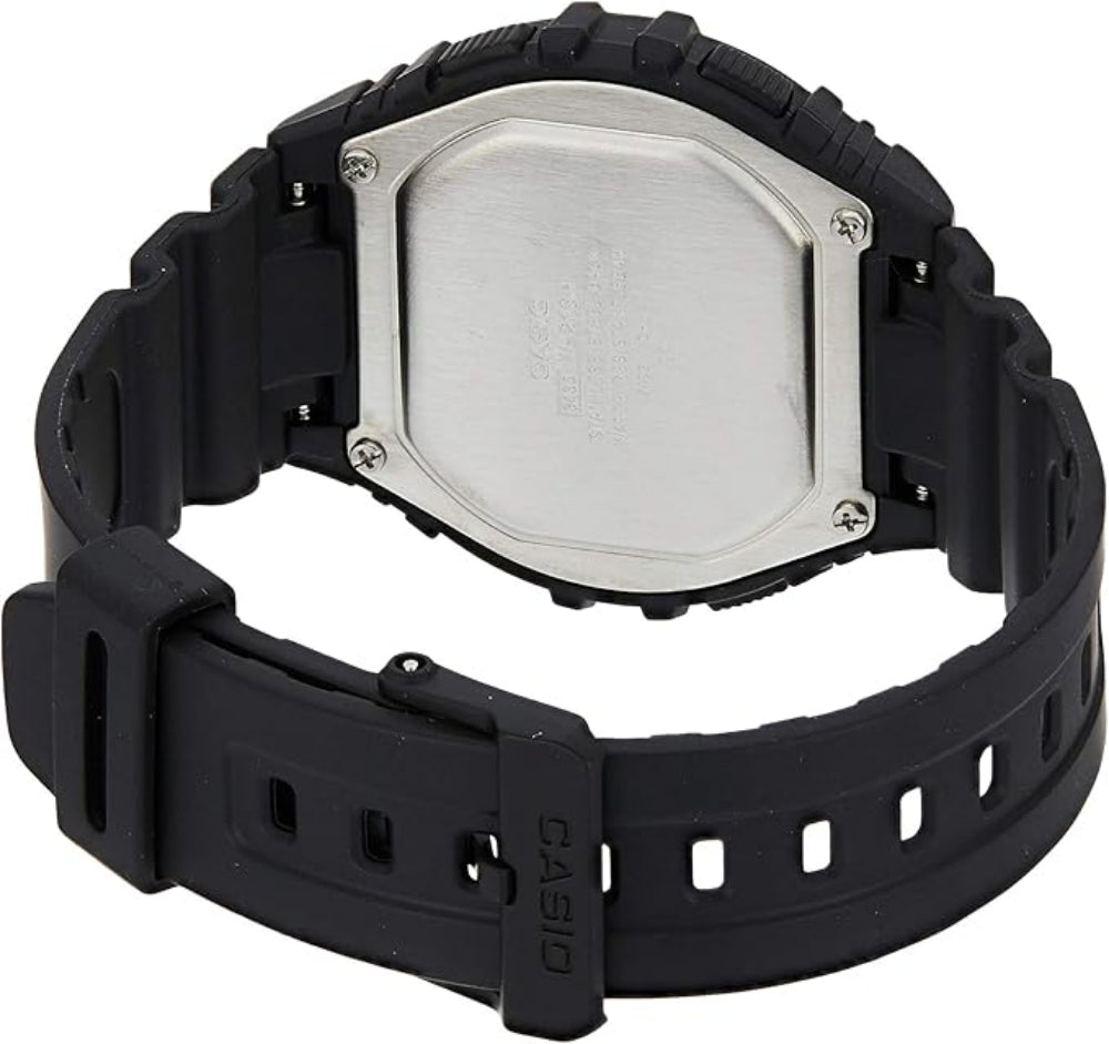 Casio, Menâ€™s Watch Digital, Black Dial Black Resin Band, W-216H-1AVDF