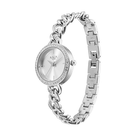 Titan Raga Women's Watch Analog Silver Dial with Silver Stainless Steel Band, 95288SM01