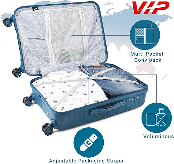VIP Quest Plus 66cm, 8 Wheel Hardcase Trolley Cross, Teal, QUESTPLUS66TL