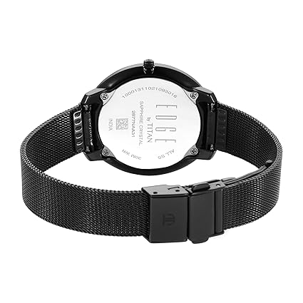 Titan Women's Edge Watch Analog Black Dial With Black Mesh Band, 2677NM01