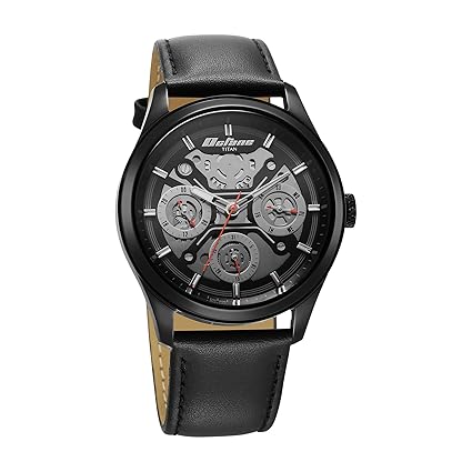 Titan, Men's, Analog Watch, Black Dial, with Leather Band, TI-1805NL07