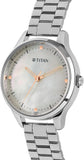 Titan Women Analog Watch Mother of Pearl Dial with Silver Stainless Steel Band, 2649SM06