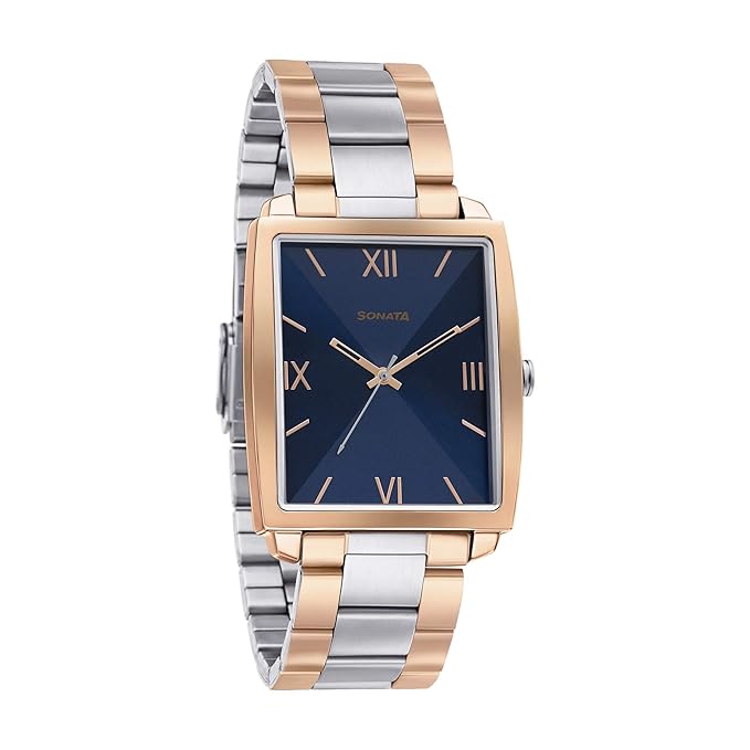 Sonata Men's Watch Analog Blue Dial With Stainless Steel Band, 7143KM01