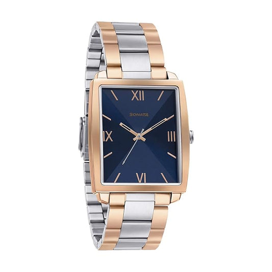 Sonata, Men, Analog, Watch, Blue Dial, Stainless steel Strap, 7143KM01