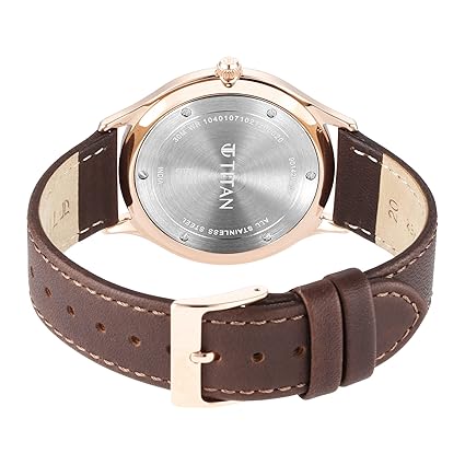 Titan Classique Slimline Men's Watch Analog Silver Dial Brown Leather Strap, 90142WL01