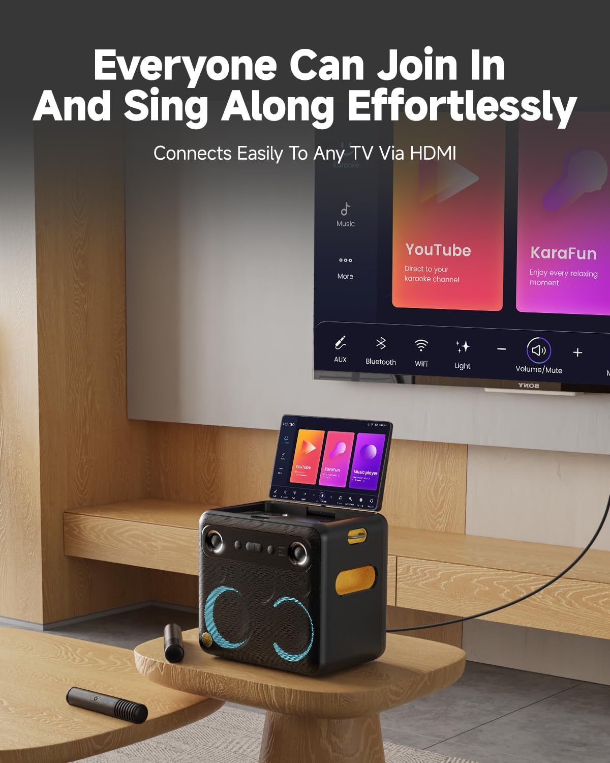 Ikarao Karaoke Machine for Adults, with Lyrics Display, 64GB Karaoke Tablet, 2 Wireless Microphone, IK-BREAKX2