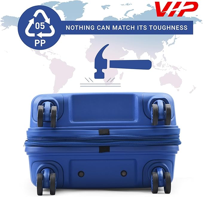 VIP Karl Plus 66cm, 8 Wheel Hard Trolley, Blue, KARL PLUS66BLU