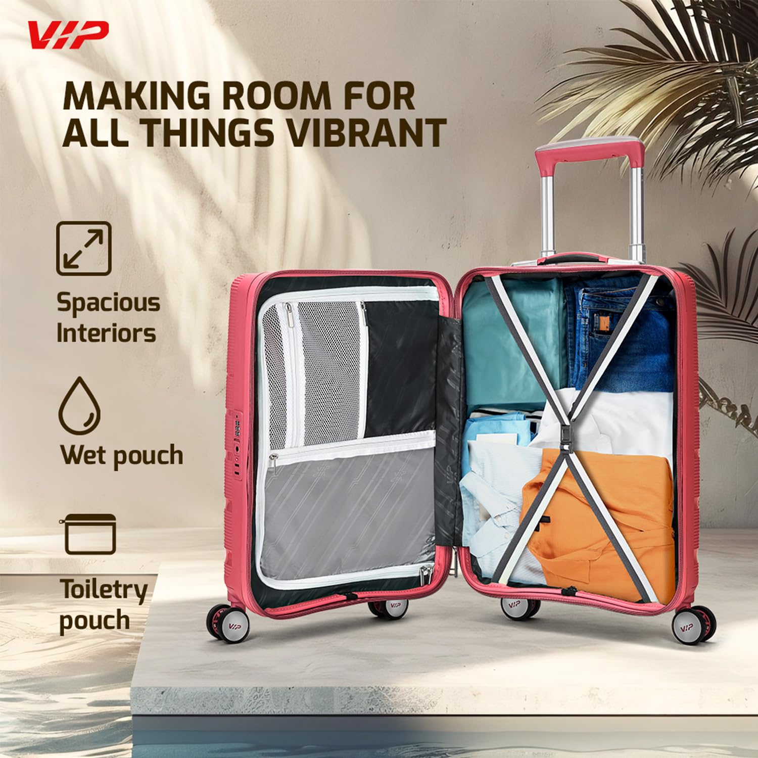 VIP Lexus 76cm Hard Case Trolley 8 Wheels Coral Red, LEXUS76CRL
