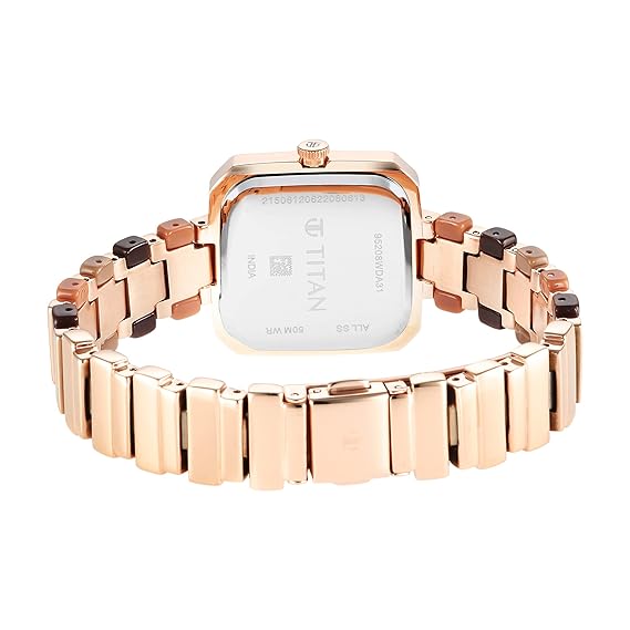 Titan Glitz Women's Watch Rose Gold Dial with Stainless Steel Band, 95208WD01