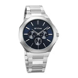 Titan Classic Slim Men's Multifunction Watch Blue Dial with Silver Stainless Steel Band, 90198SM01