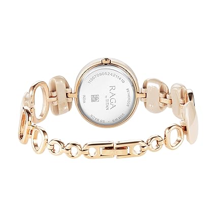 Titan Raga Ceramics Women's Watch Analog Beige Dial With Beige Ceramic Band, 95146KD03