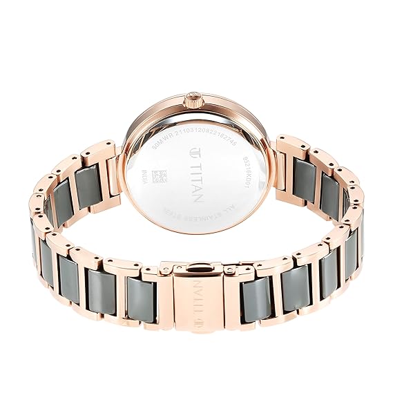 Titan Purple Ceramics Women's Watch Analog Mother of Pearl Dial with Steel & Ceramic Band, 95216KD01