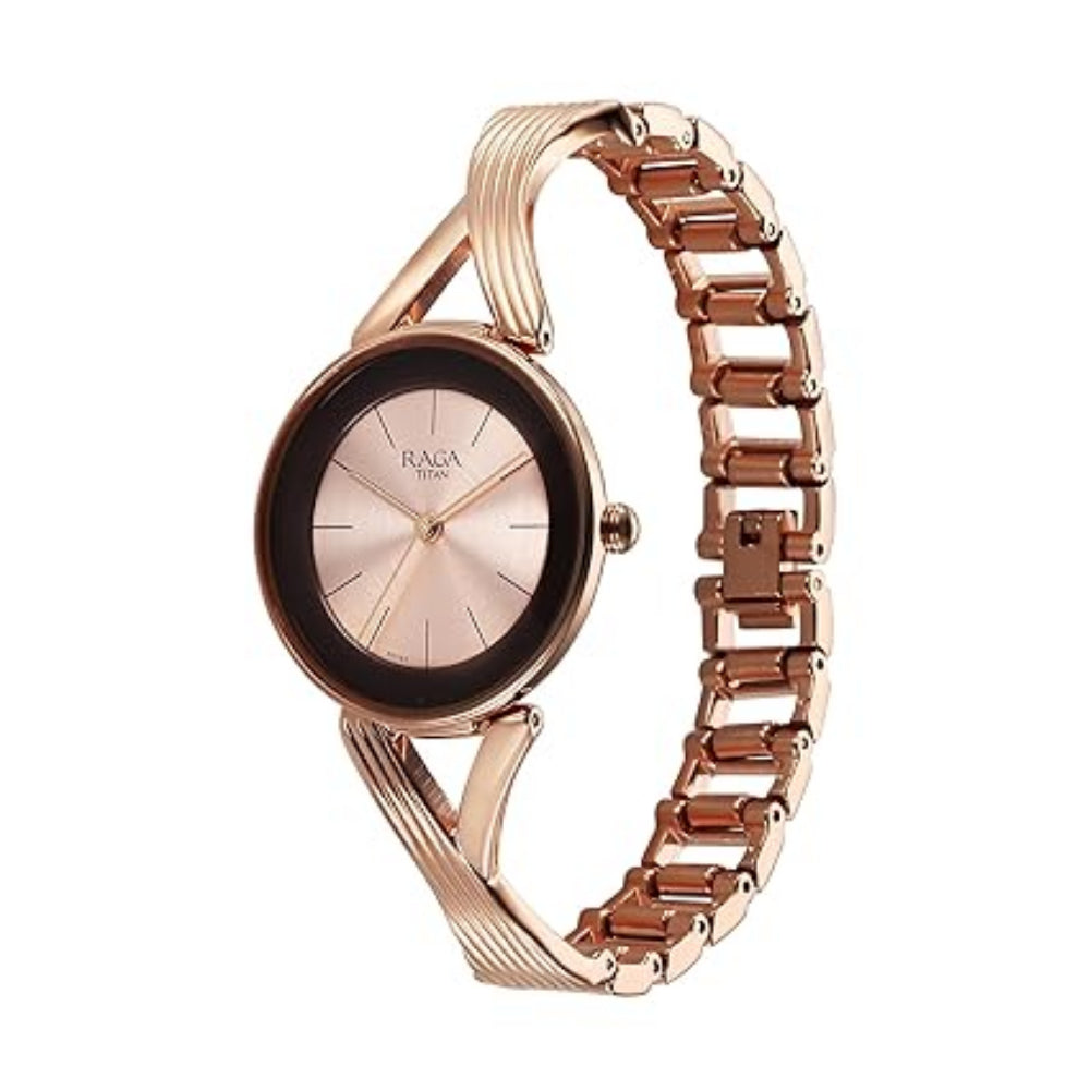 Titan Raga Chic Women's Watch Analog Rose Gold Dial with Rose Gold Stainless Steel Band, 2698WM01