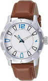 Fastrack Men's Watch Analog, White Dial Brown Leather Strap, 3139SL02