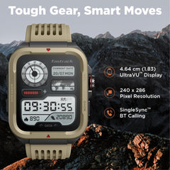 Fastrack Active with 4.64 CM UltraVU HD Display and Functional Crown Rugged Smartwatch with AI Coach, 38101PP02