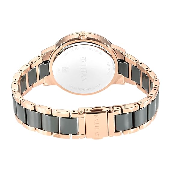 Titan Purple Ceramics Women's Watch Analog Mother of Pearl Dial with Steel & Ceramic Band, 95213KD04