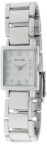 Sonata Women's Watch Analog White Dial With Stainless Steel Band, 8080SM02