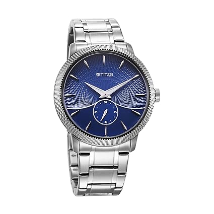 Titan Regalia Men's Watch Analog  Blue Dial with Silver Stainless Steel Band, 1828SM02