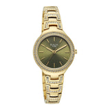 Titan Raga Spotlight Women's Quartz Analog Watch, Green Dial, Gold Metal Strap, TI-95428YM01