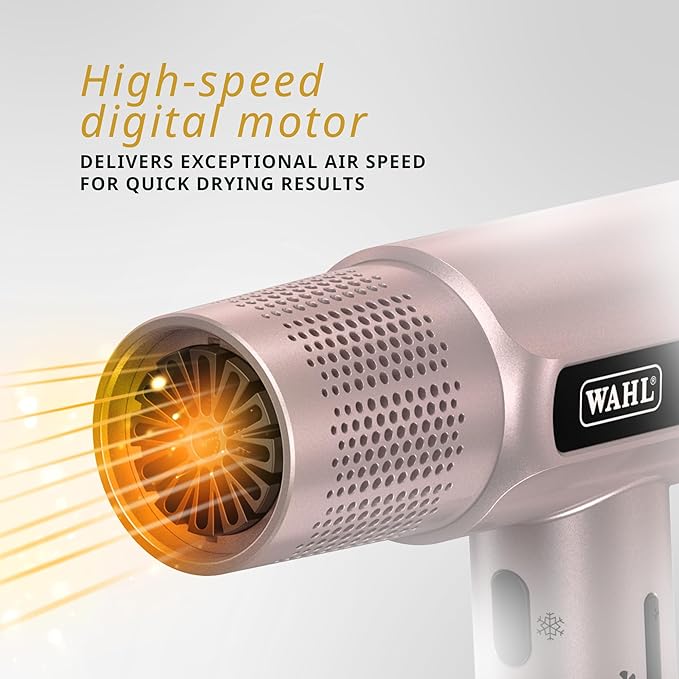 Wahl Professional Vanquish Corded Hair Dryer Rose Gold 3 Speed-Settings, Auto-Clean, 1600 watts, 4321-0371