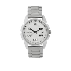 Fastrack Men's Watch Analog, White Dial Silver Stainless Steel Strap, 3124SM01