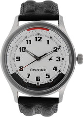 Fastrack Men’s Watch Analog, White Dial Black Leather Strap, 3001SL01