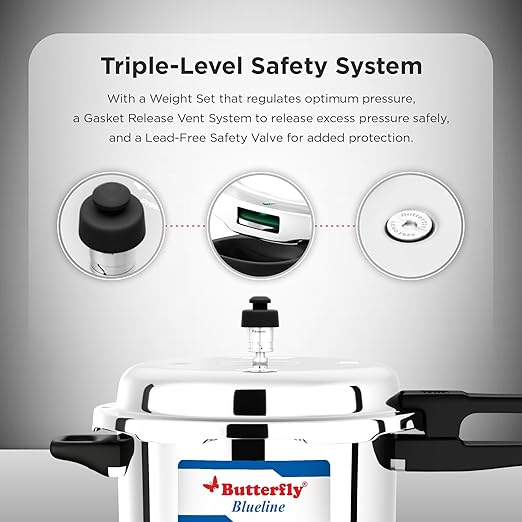 Butterfly Blue Line, Stainless Steel  7.5 Litre Pressure Cooker, BFLY7500SS