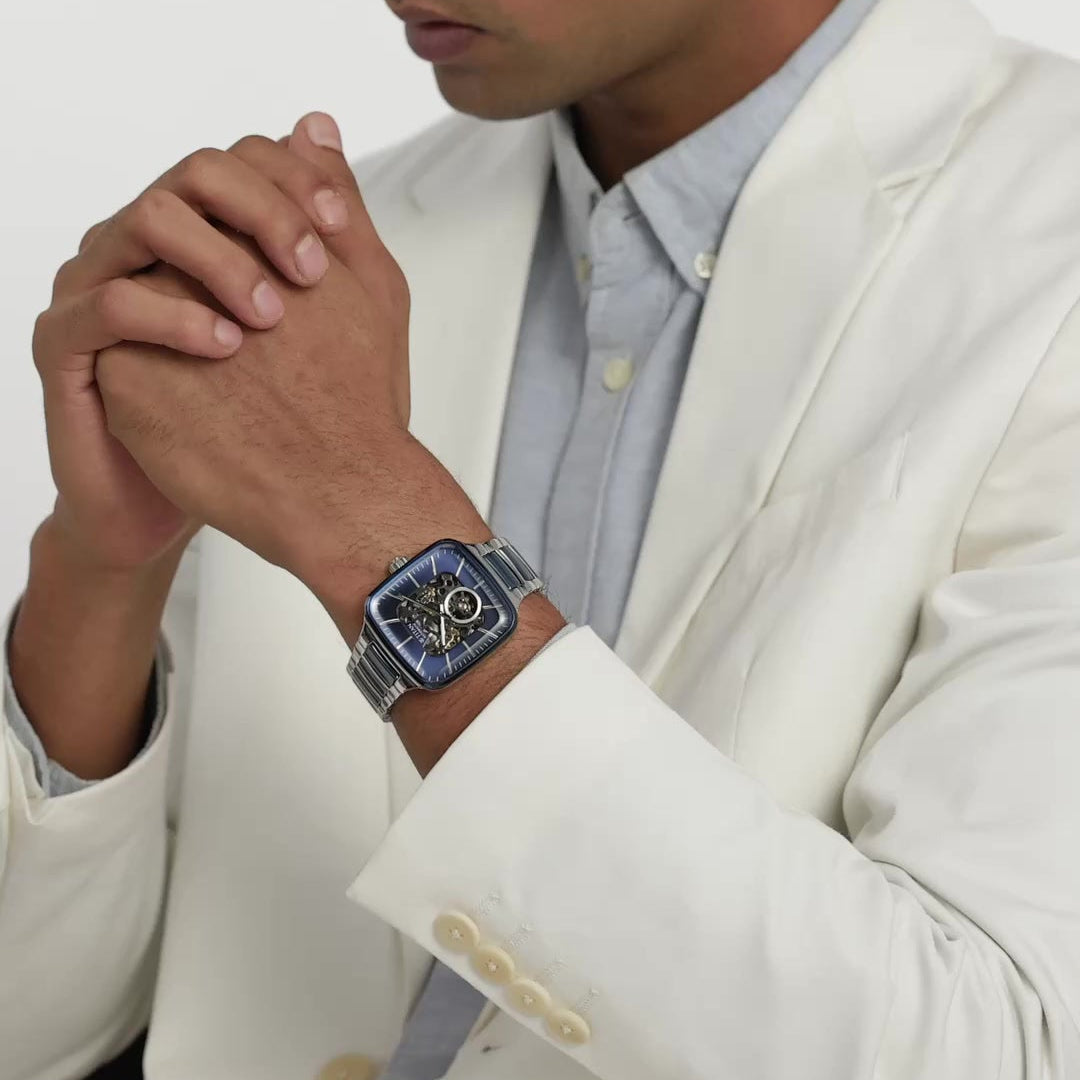 Titan Ceramic Fusion Men's Automatic Watch Blue Dial with Two-Toned Stainless Steel Band, 90175KD02
