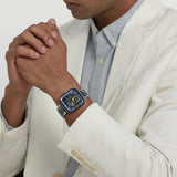 Titan Ceramic Fusion Men's Automatic Watch Blue Dial with Two-Toned Stainless Steel Band, 90175KD02