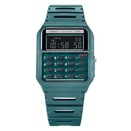 Casio Calculator Unisex Watch Digital Dial with Green Resin Strap, CA-53WB-3BDF
