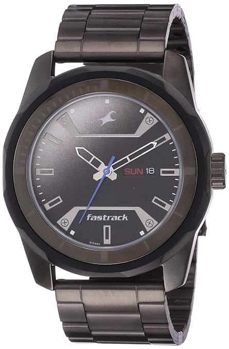 Fastrack Men's Watch Analog, Black Dial Black Stainless Steel Strap, 3166KM02