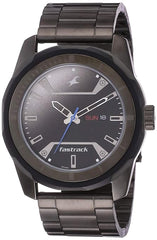 Fastrack Men's Watch Analog, Black Dial Black Stainless Steel Strap, 3166KM02