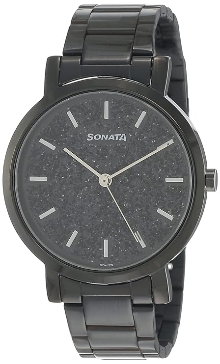 Sonata Women's Watch Analog Black Dial With Black Stainless Steel Band, 8164NM01