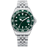 Lee Cooper Men's Watch Analog Green Dial with Silver Stainless Steel Band, LC08142.370