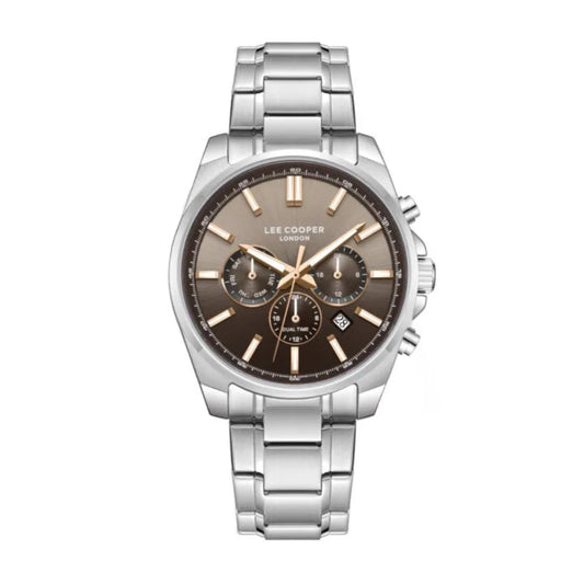 Lee Cooper Men's Multifunction Watch with Brown Dial and Stainless Steel Band, LC08355.340