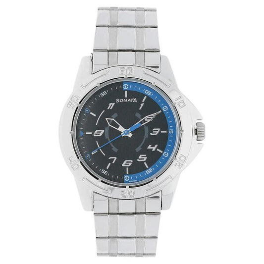Sonata, Men, Analog, Watch, Blue Dial, Stainless steel Strap, 77001SM01