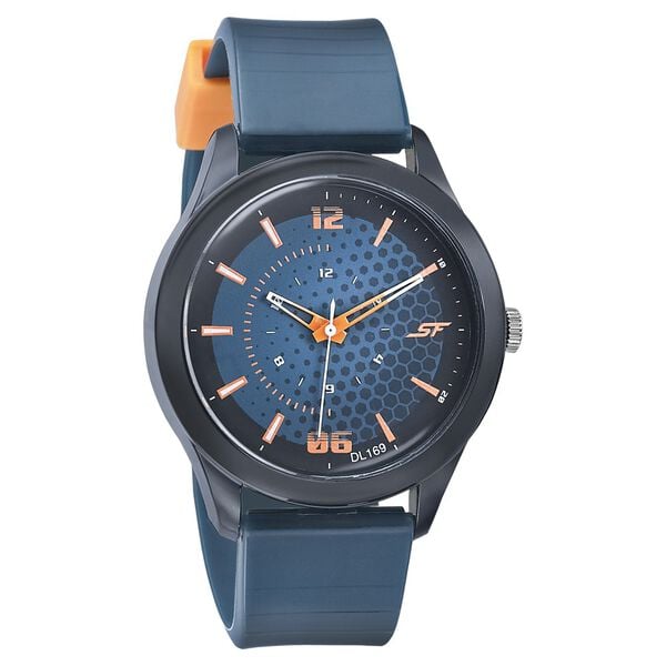 Sonata Men's Watch Analog Blue Dial With Blue Plastic Strap, 77007PP05